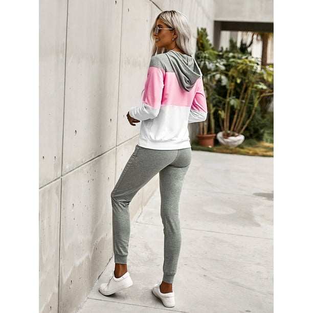 Women Casual Tracksuit Sports Leisure Double-Breasted Sweatshirt Top Pants Sets 